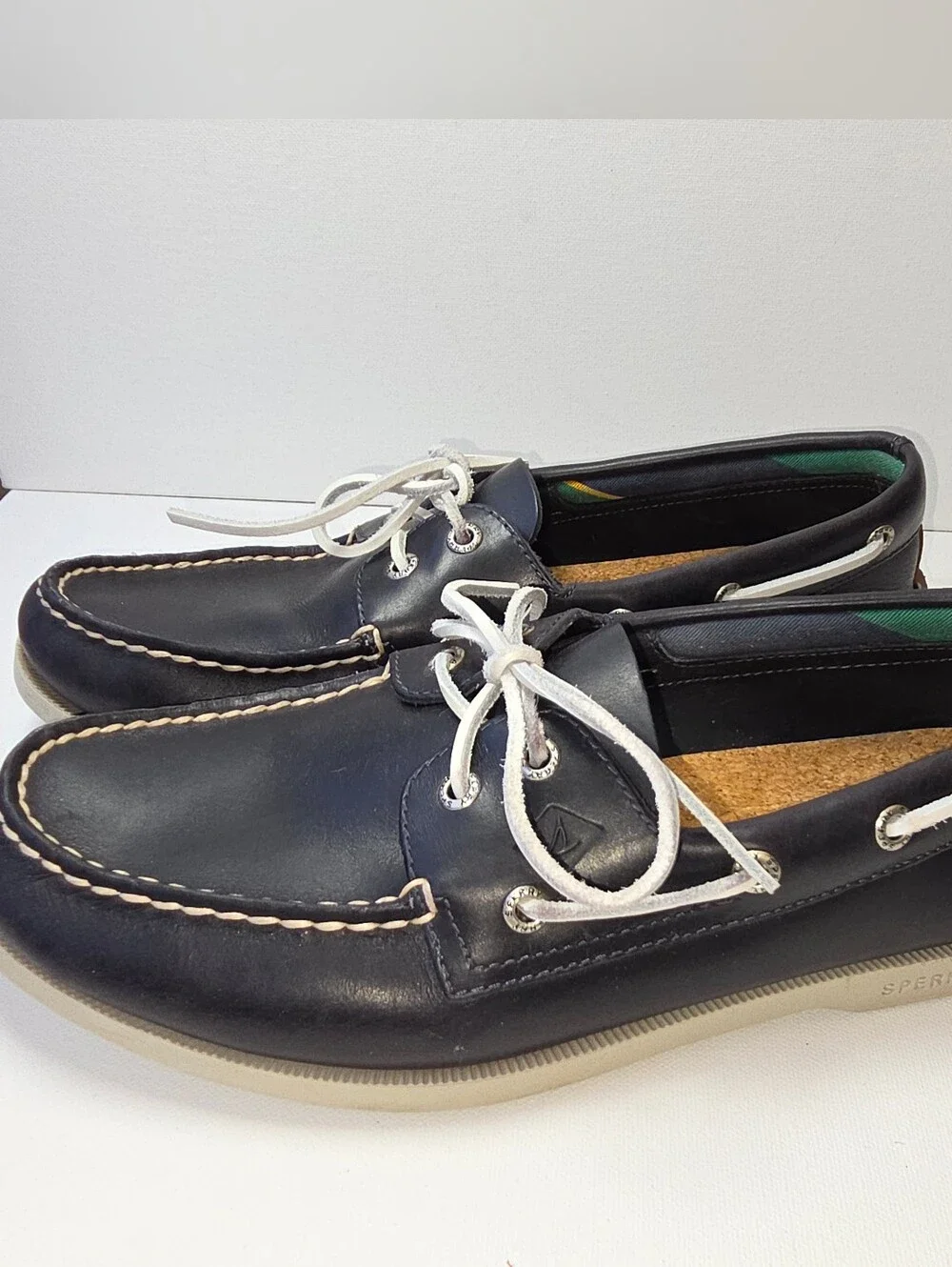 Sperry Top-Sider Mens 9.5 Navy Leather Boat Shoes Preppy Deck Shoes